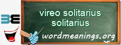 WordMeaning blackboard for vireo solitarius solitarius